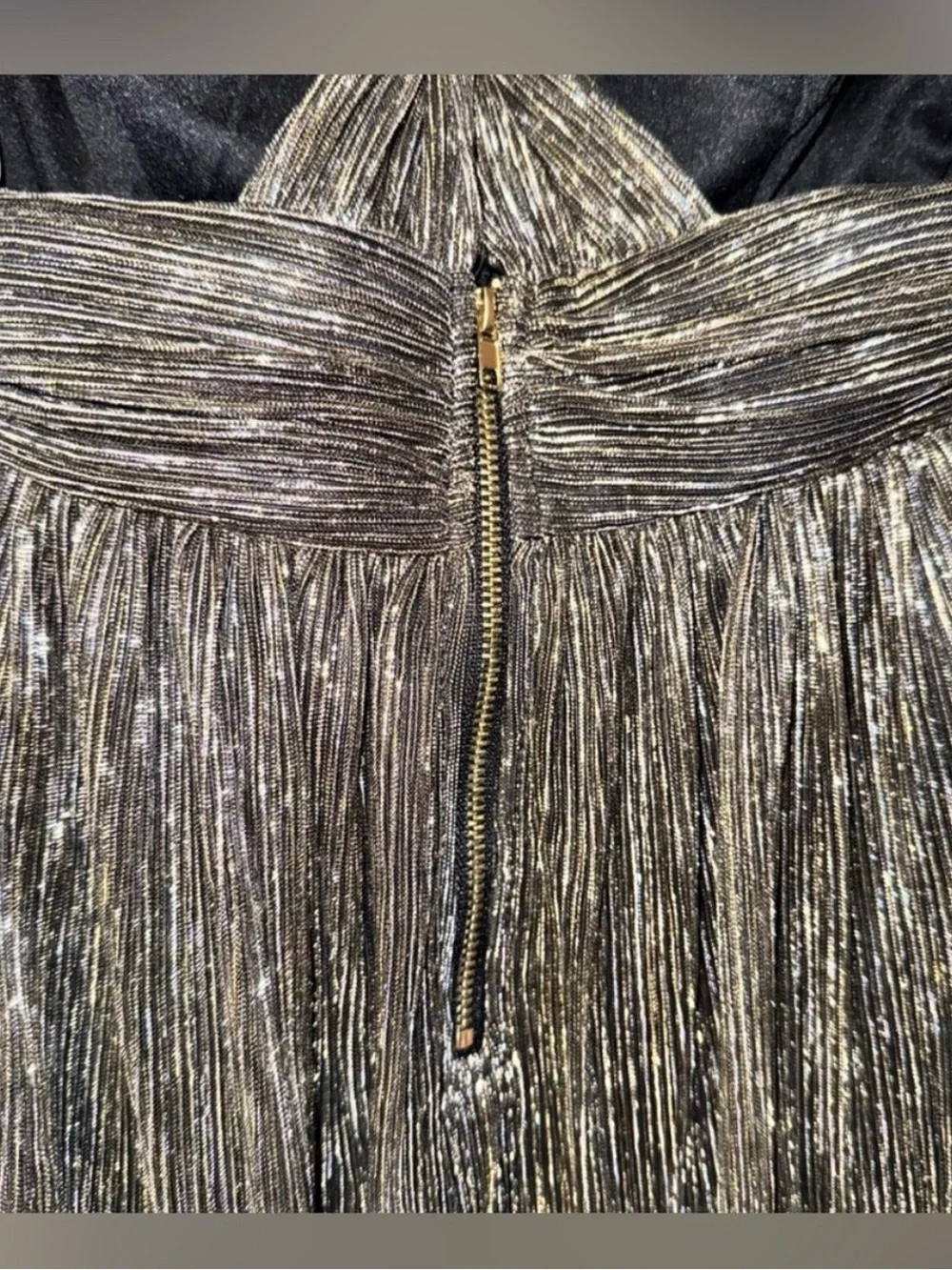 Lulu's Looking Radiant Black Gold Metallic Cocktail Maxi Dress Size S NWT!